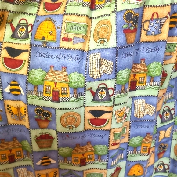 LG 100% Vintage Cotton Dress Teacher Garden Vibrant Patchwork Print Maxi Modest - Picture 7 of 14